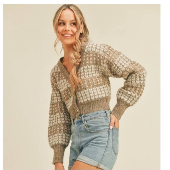Lush Golden Oak Knit Cropped Sweater Size Small S - Picture 1 of 6